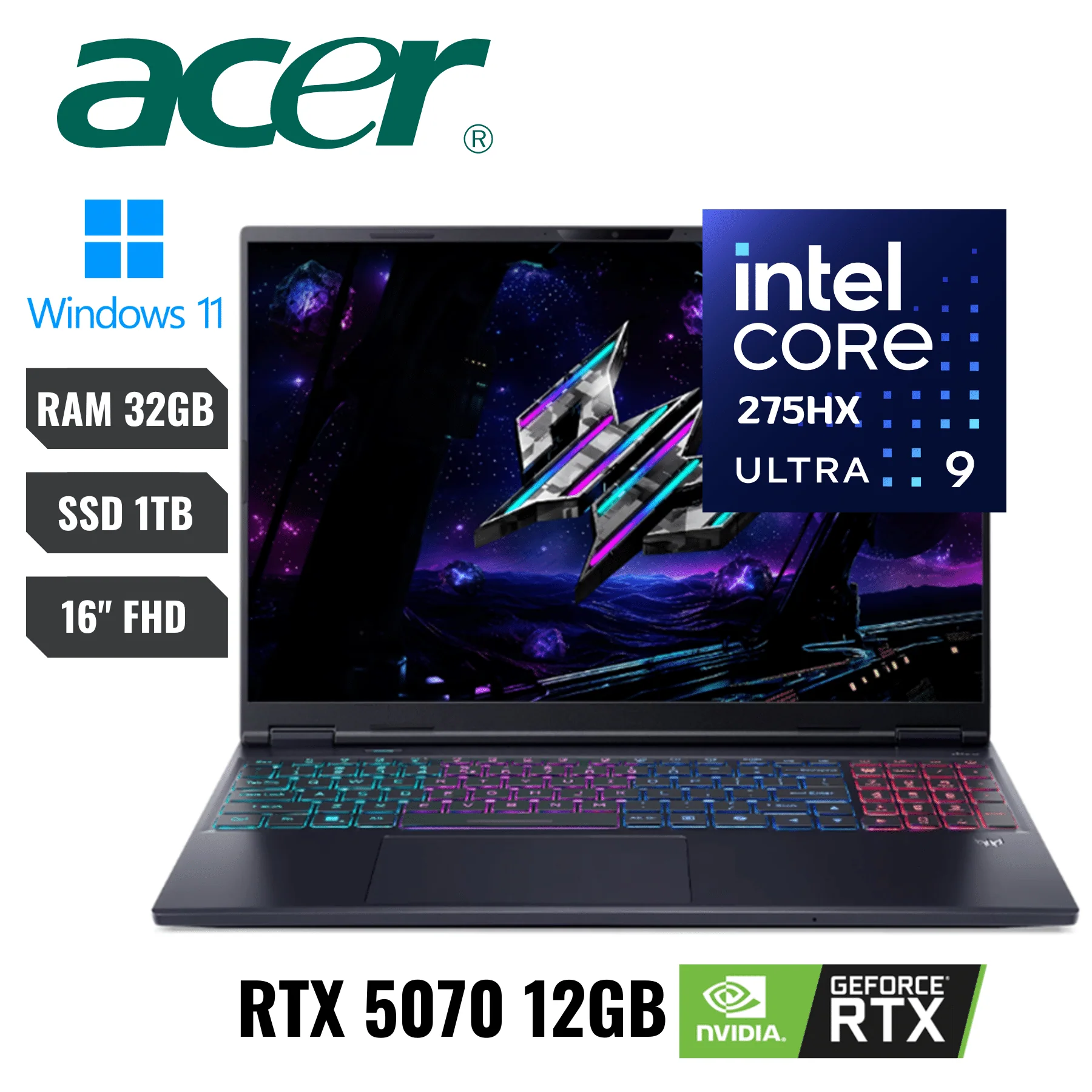 Acer Predator Helios Neo 16S, ULTRA 9 275HX, NVIDIA 5070TI 12GB, 16'' OLED 32GB, 1TB. - Image 5