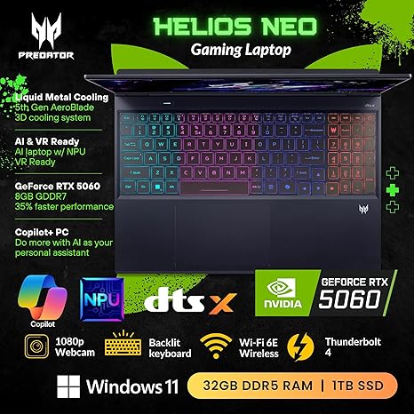 ACER PREDATOR HELIOS NEO ULTRA 9 16GB RAM 1TB SSD RTX 5060 16" - Image 6