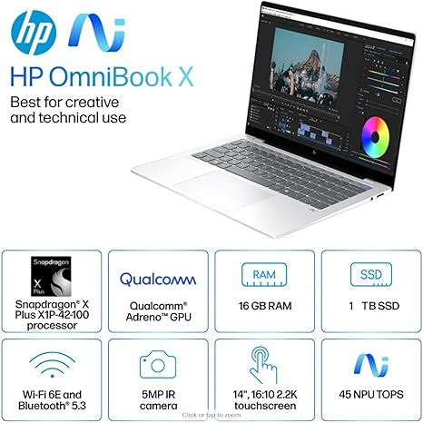 HP OMNIBOOK SNAPDRAGON XPLUS - 16GB RAM 512Gb SSD 14" - Image 4