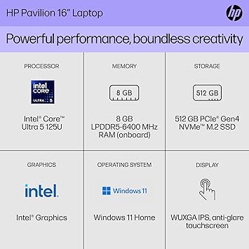 HP PAVILION ULTRA 5 8GB RAM 512G SSD WINDOWS 11 15.6" - Image 6