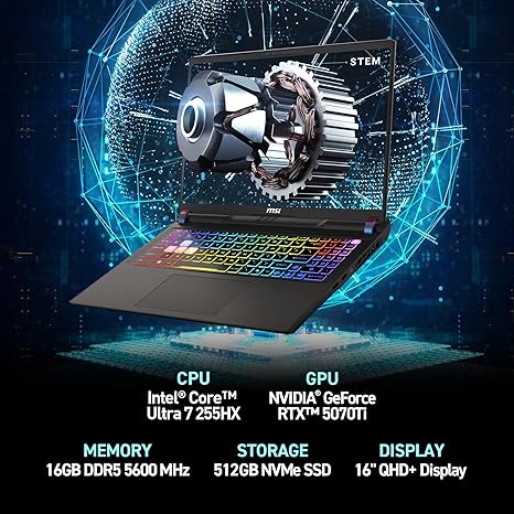 MSI VECTOR ULTRA 7, 16 GB RAM, 1 TB SSD, NVIDIA 5070 TI 12GB, 15,6" - Image 3